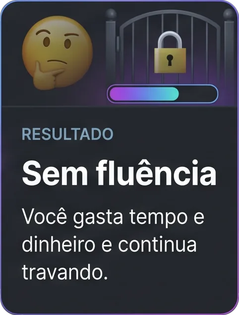 Resultado: sem fluência. Você gasta tempo e dinheiro e continua travando.